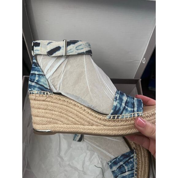 Franco Sarto L-Clemens Blue Tie Dye Platform Wedge Espadrille Sandal 7 New inbox - Picture 3 of 5